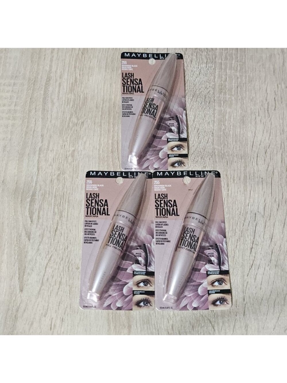 Maybelline Lash Sensational Mascara #255 Brownish Black Lot Of 3 Fan Effect